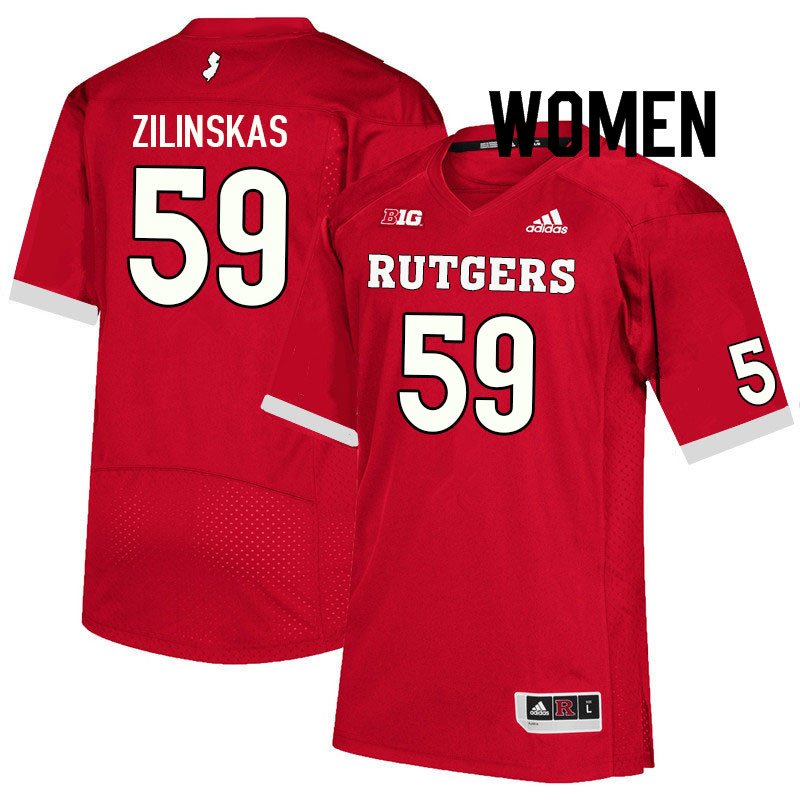 Women #59 Gus Zilinskas Rutgers Scarlet Knights College Football Jerseys Sale-Scarlet